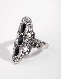 Antique Silver Jet Stone Twist Ring - link has visual effect only