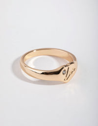 Gold Love Heart Signet Ring - link has visual effect only