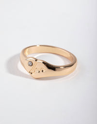 Gold Love Heart Signet Ring - link has visual effect only