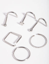 Surgical Steel  Twist Square Nose Stud 6-Pack - link has visual effect only