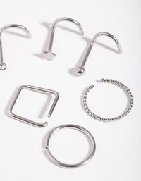 Surgical Steel  Twist Square Nose Stud 6-Pack - link has visual effect only