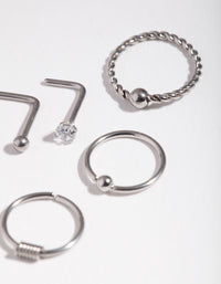 Surgical Steel Diamante Twist Nose Stud 6-Pack - link has visual effect only