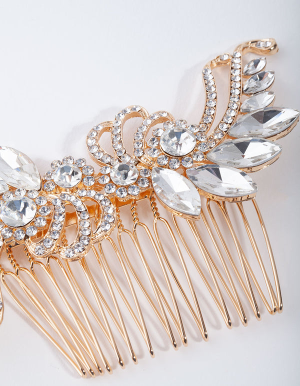 Gold Navette Decorative Laurel Comb
