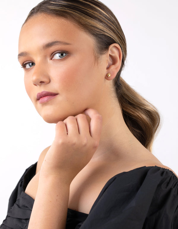 Gold Plated Sterling Silver Boho Sun Stud Earrings