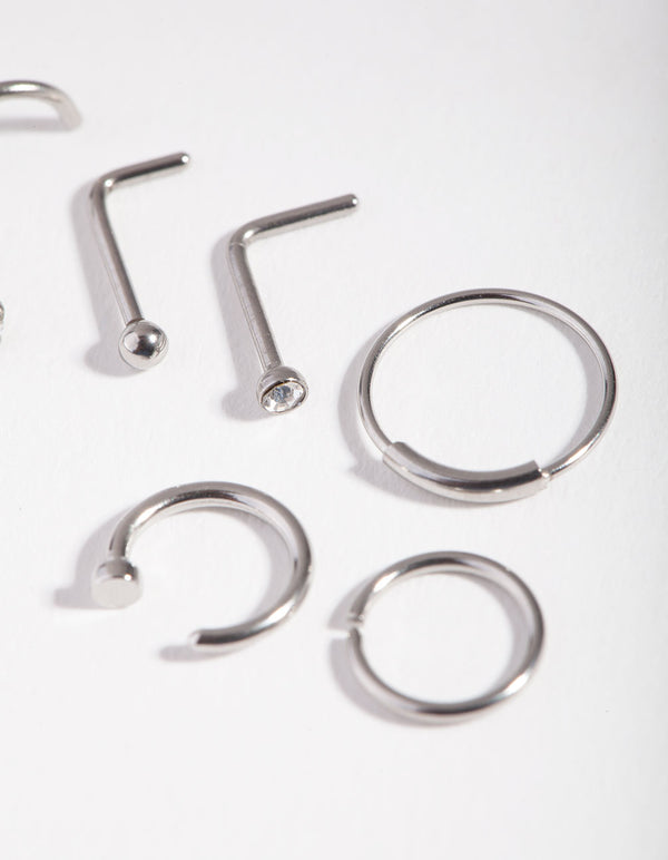 Surgical Steel Nail Nose Ring 6-Pack