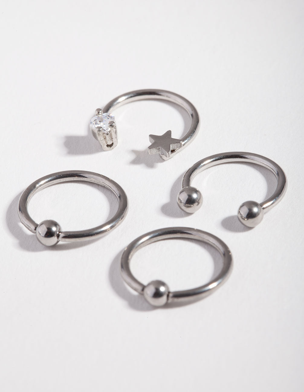 Surgical Steel Silver Celestial Mixed Earring 4-Pack