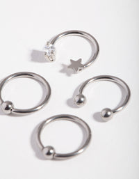 Surgical Steel Silver Celestial Mixed Earring 4-Pack - link has visual effect only