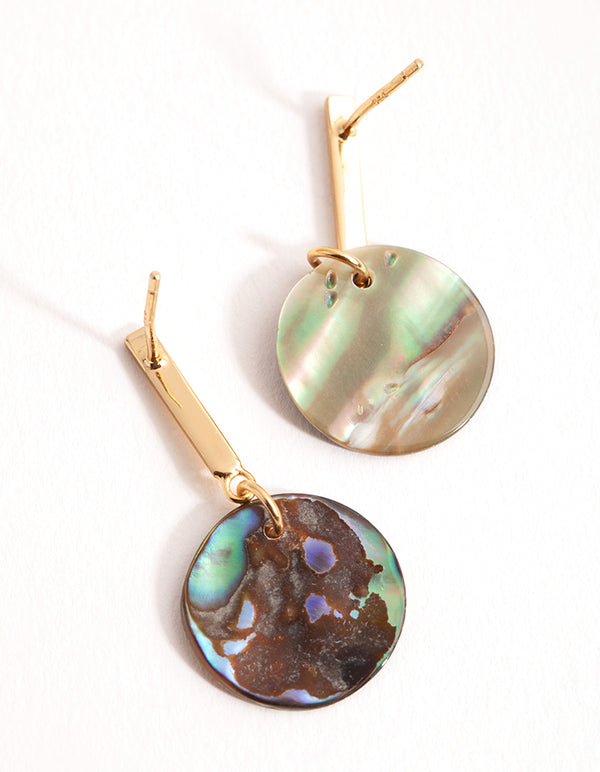 Gold Abalone Drop Earrings