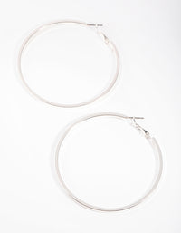 Large Silver Flat Hoop Earrings - link has visual effect only