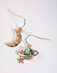 Gold Planet Drop Earrings - link has visual effect only