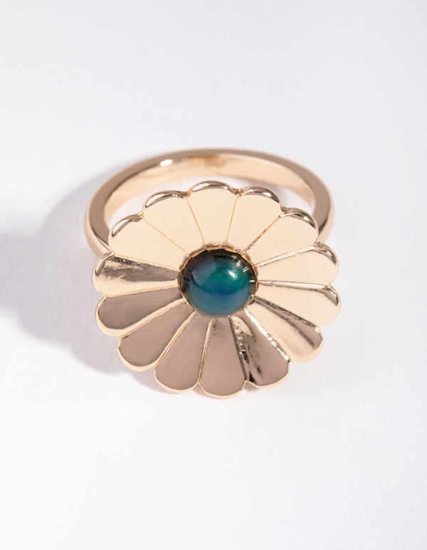 Gold Mood Flower Ring