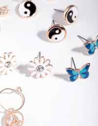 Rose Gold Multi Butterfly Stud 6-Pack Earring - link has visual effect only