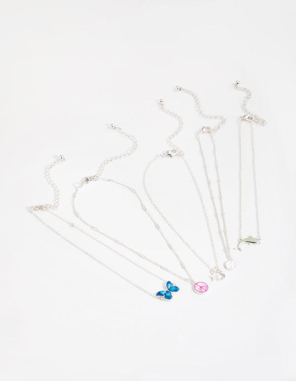 Silver Butterfly Choker 6-Pack