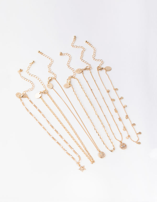 Gold Smiley Choker 6-Pack