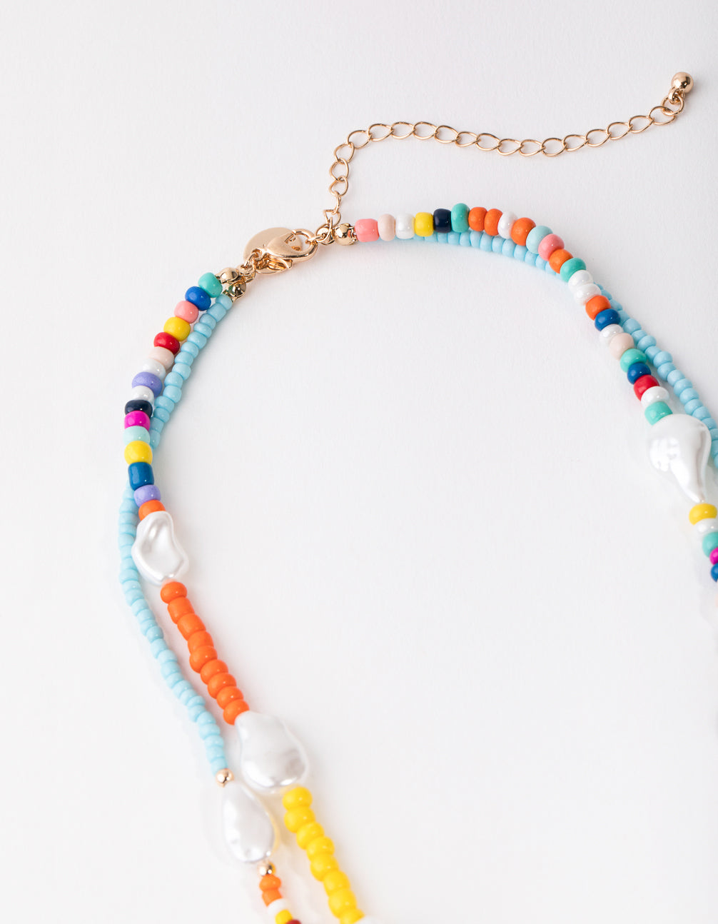 Gold Bead & Pearl 2-Row Necklace