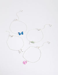Silver Butterfly Bracelet & Anklet 4-Pack Set - link has visual effect only