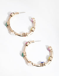 Gold Coiled Station Set Hoop Earrings - link has visual effect only