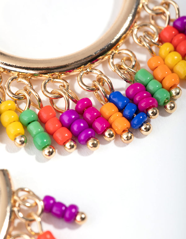 Gold Mini Beads-on-Hoop Earrings