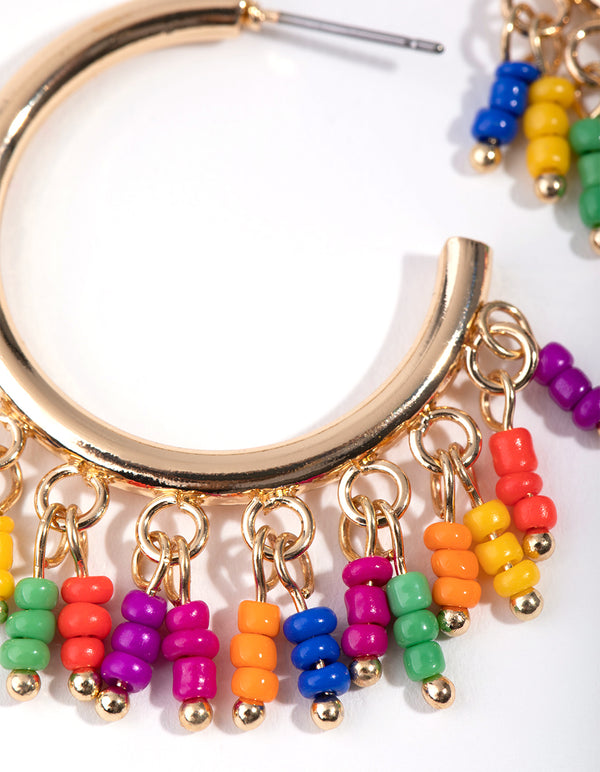 Gold Mini Beads-on-Hoop Earrings