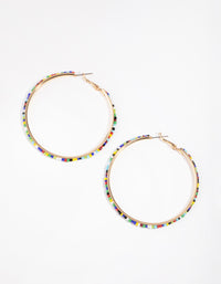 Bead Inlay Hoop Earrings - link has visual effect only
