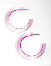 Acrylic Bright Pink Hoop Earrings - link has visual effect only