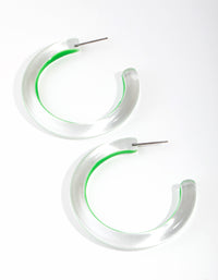 Acrylic Bright Green Hoop Earrings - link has visual effect only