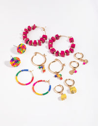 Gold Bright Bead 6-Pack Earring - link has visual effect only