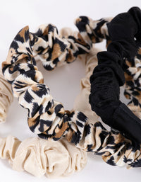 Black & Leopard Miniture Silk Scrunchie Pack - link has visual effect only