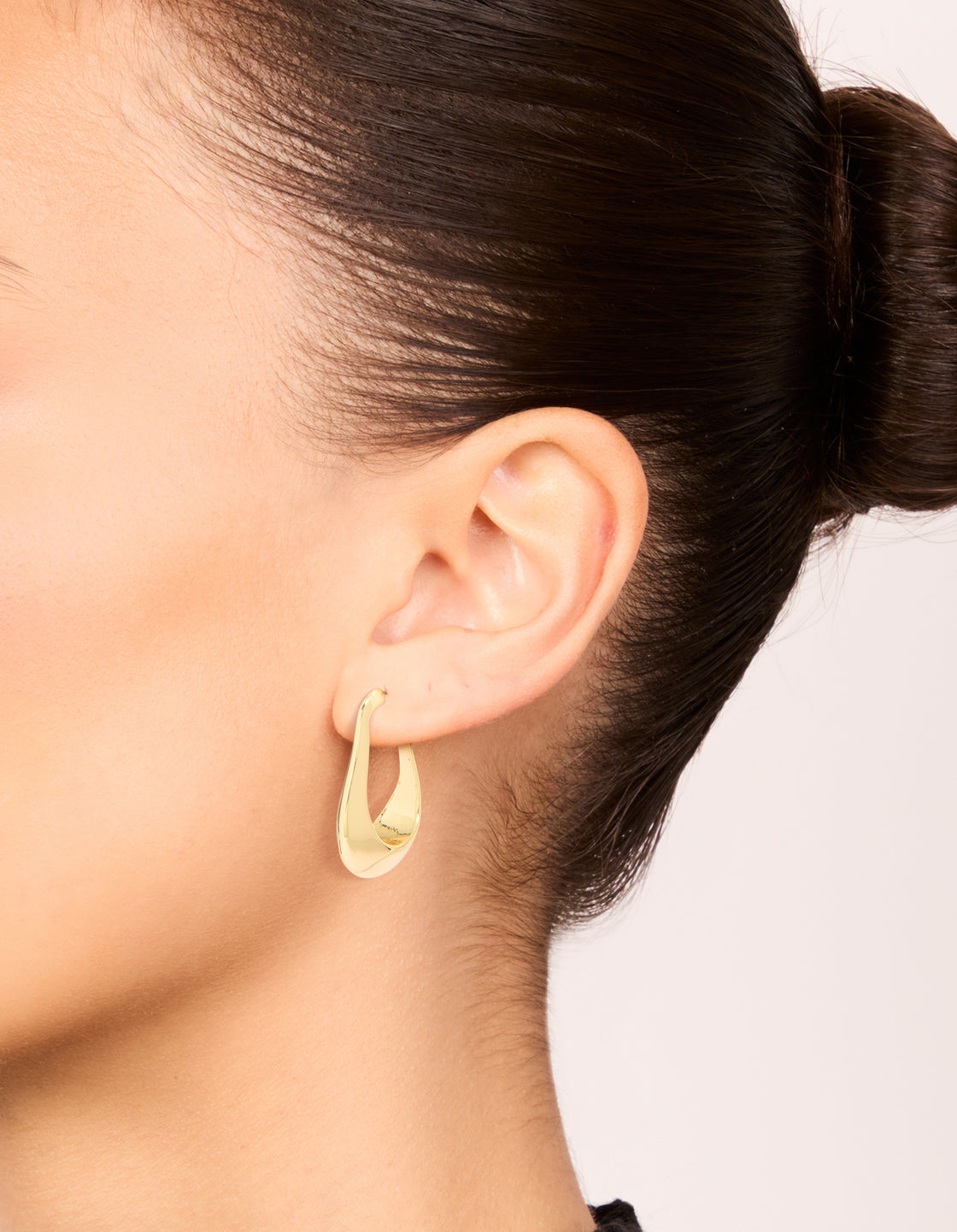 Gold Plated Rectangle Wide Hoop Earrings