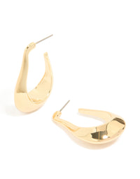 Gold Plated Rectangle Wide Hoop Earrings - link has visual effect only