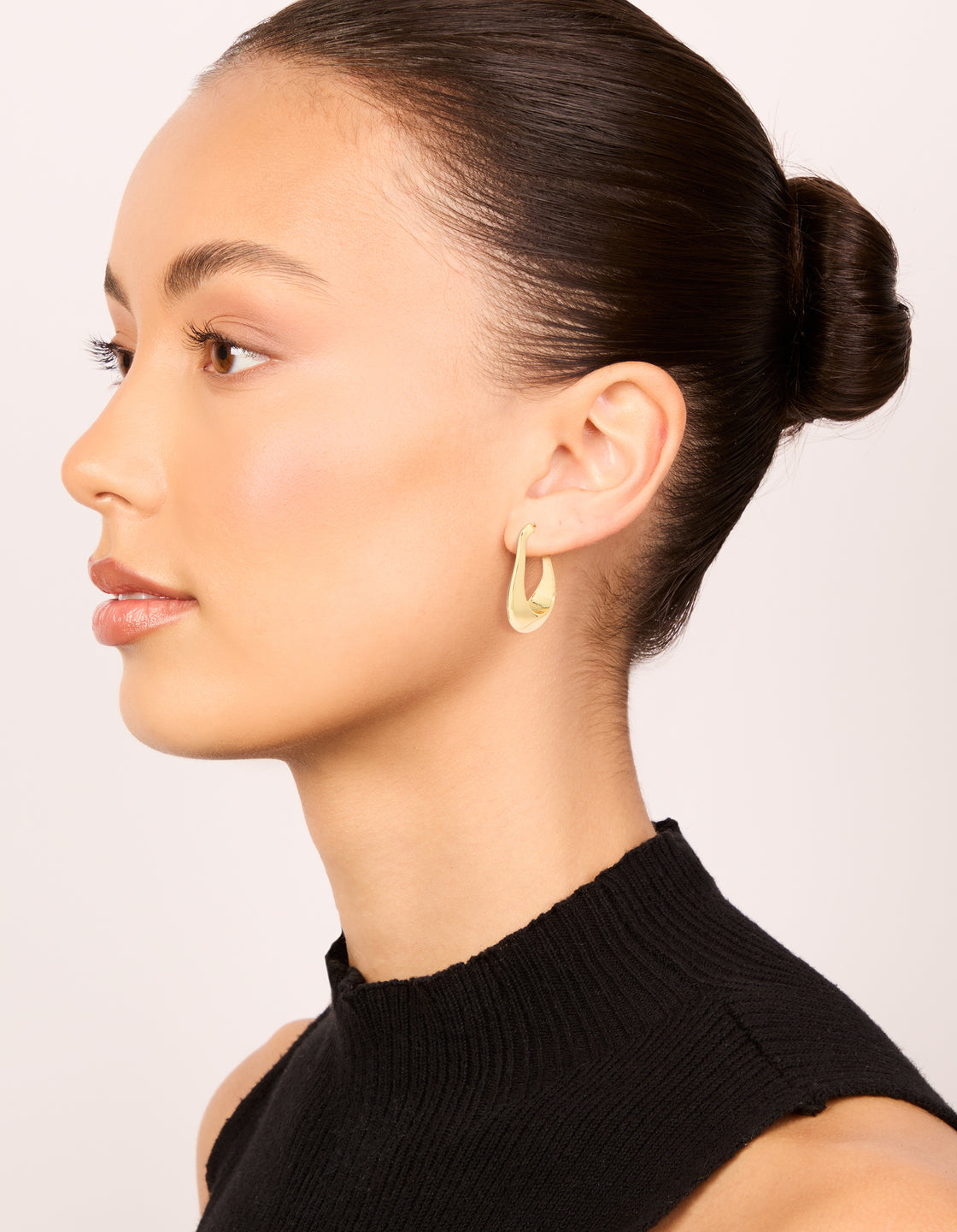 Gold Plated Rectangle Wide Hoop Earrings