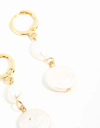 Gold Plated Multi Freshwater Pearl Huggie Earrings - link has visual effect only