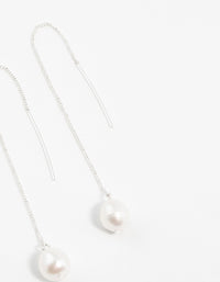 Silver Plated Freshwater Pearl Thread Through Earrings - link has visual effect only