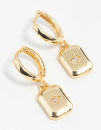 Gold Plated Diamante Rectangle Drop Earrings - link has visual effect only