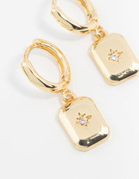 Gold Plated Diamante Rectangle Drop Earrings - link has visual effect only
