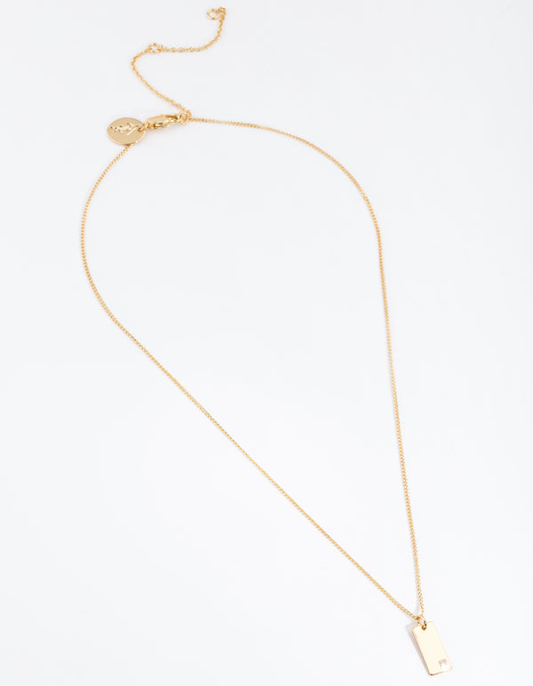 Gold Plated Rectangle Tag Necklace