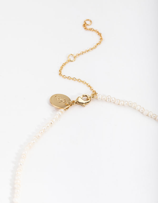 Gold Plated Single Row Freshwater Pearl Necklace