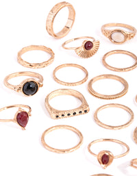 Antique Gold Etched Boho 24-Pack Rings - link has visual effect only