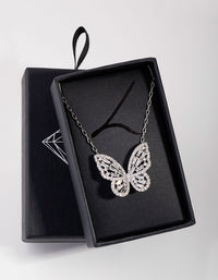 Sillver Diamond Simulant Large Butterfly Necklace - link has visual effect only
