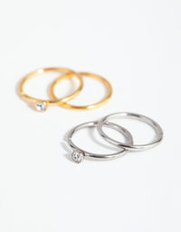 Surgical Steel Diamante Top Nose Ring 4-Pack - link has visual effect only