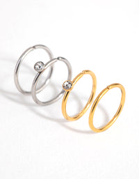 Surgical Steel Diamante Top Nose Ring 4-Pack - link has visual effect only