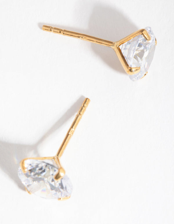Gold 2ct Cubic Zirconia Stud Earrings