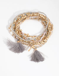 Gold Freshwater Pearl Tassel Bracelet 9-Pack - link has visual effect only