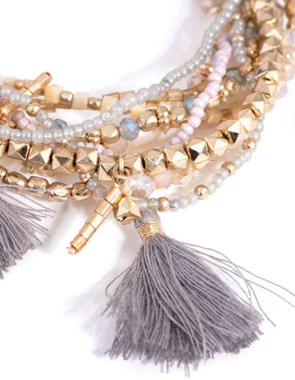 Gold Freshwater Pearl Tassel Bracelet 9-Pack