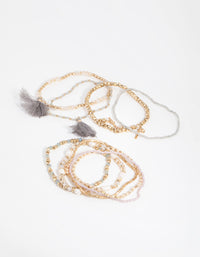 Gold Freshwater Pearl Tassel Bracelet 9-Pack - link has visual effect only