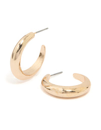 Gold Rounded Hollow Huggie Earrings - link has visual effect only