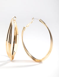 Gold 3-Row Twist Hoop Earrings - link has visual effect only