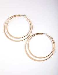 Gold Double Flat Hoop Earrings - link has visual effect only