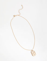 Gold Sun Rectangle Pendant Necklace - link has visual effect only