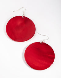 Silver Shiny Disc Shell Drop Earrings - link has visual effect only